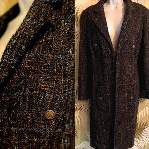 Vintage 90s CHANEL Boutique Tweed Coat - Size EU 46 - US size 10-12 Authentic